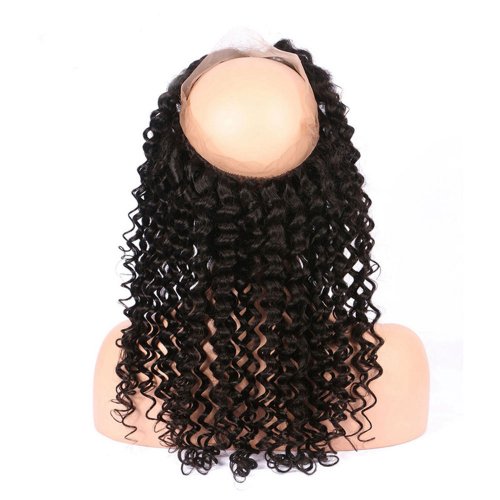 7A 360 Lace Frontal Closure Deep Curly Human Brazilian Remy Virgin Hair