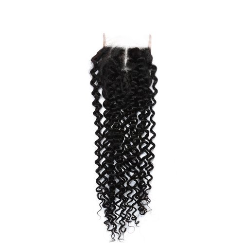 7A 4x4 Lace Closure Kinky Curly 100% Human Virgin Brazilian Remy Hair