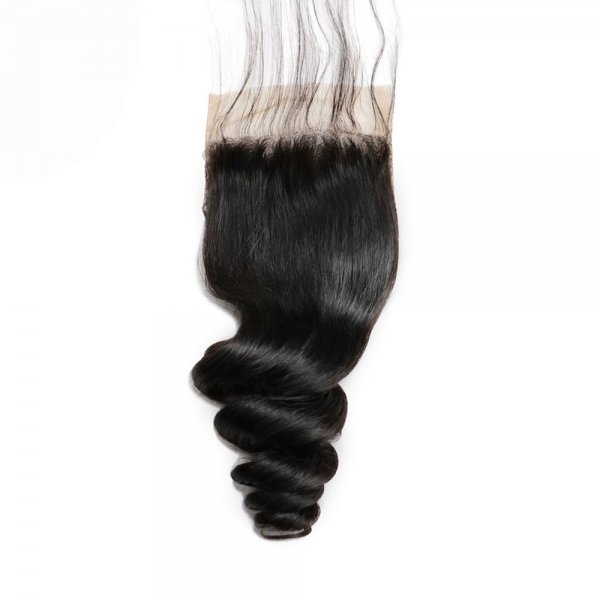8A 4x4 Lace Closure Loose Wave 100% Human Virgin Brazilian Remy Hair