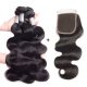 8A 4 Bundles Brazilian Body Wave Virgin Human Remy Hair Weave With 4x4 Lace Closure