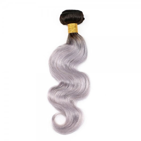1 Bundle 1B/Grey Ombre Brazilian Body Wave Human Remy Hair Weave