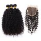 7A 3 Bundles Brazilian Kinky Curly Virgin Human Remy Hair Weave With 4x4 Lace Closure