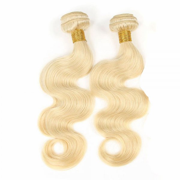 2 Bundles Dyed Hair #613 Blonde Body Wave Brazilian Hair Extensions Human Hair