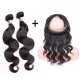 8A 2 Bundles Brazilian Body Wave Virgin Human Remy Hair Weave With 360 Lace Frontal Closure