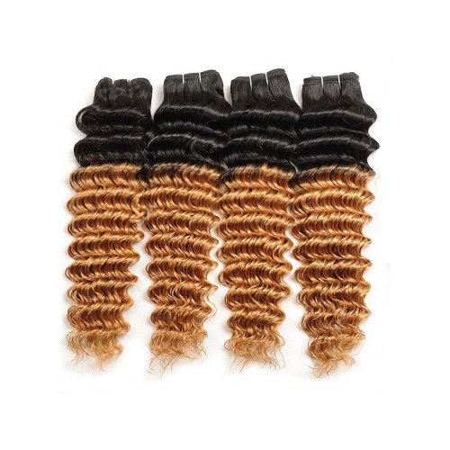 4 Bundles 1B/27 Ombre Brazilian Deep Wave Human Remy Hair Weave