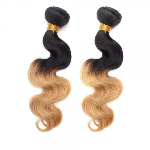 2 Bundles 1B/27 Ombre Brazilian Body Wave Human Remy Hair Weave