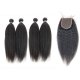 8A 4 Bundles Brazilian Kinky Straight Virgin Human Remy Hair Weave With 4x4 Lace Closure