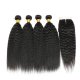 7A 4 Bundles Brazilian Kinky Straight Virgin Human Remy Hair Weave With 4x4 Lace Closure