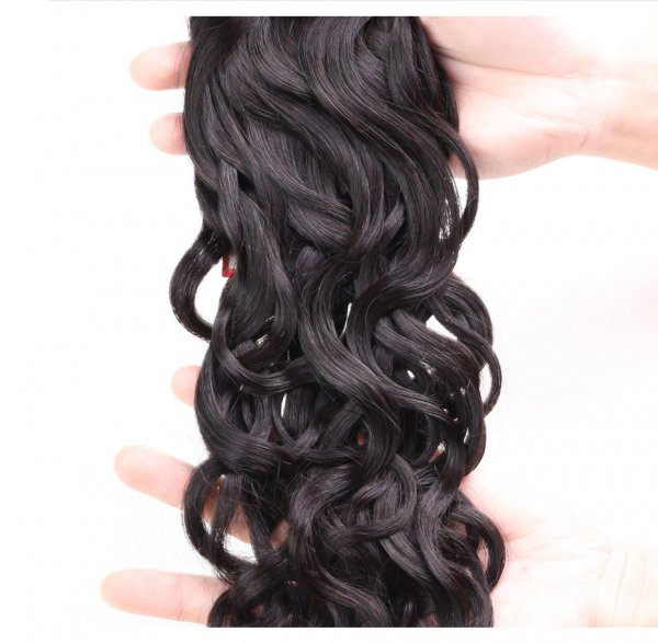8A 3 Bundles Brazilian Natural Wave Virgin Human Remy Hair Weave With 13x4 Lace Frontal Closure
