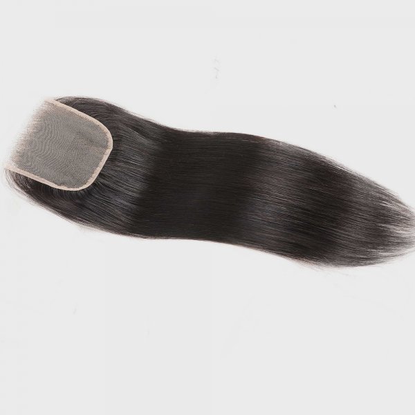 Straight 4x4 Transparent Lace Closure With Baby Hair Pre Plucked Brazilian Human Hair Remy Hair