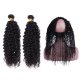 7A 2 Bundles Brazilian Kinky Curly Virgin Human Remy Hair Weave With 360 Lace Frontal Closure