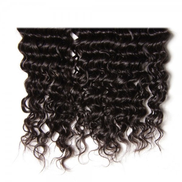 8A 3 Bundles Brazilian Deep Wave Virgin Human Remy Hair Weave With 4x4 Lace Closure