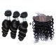 8A 3 Bundles Brazilian Loose Wave Virgin Human Remy Hair Weave With 13x4 Lace Frontal Closure