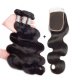 8A 3 Bundles Brazilian Body Wave Virgin Human Remy Hair Weave With 4x4 Lace Closure
