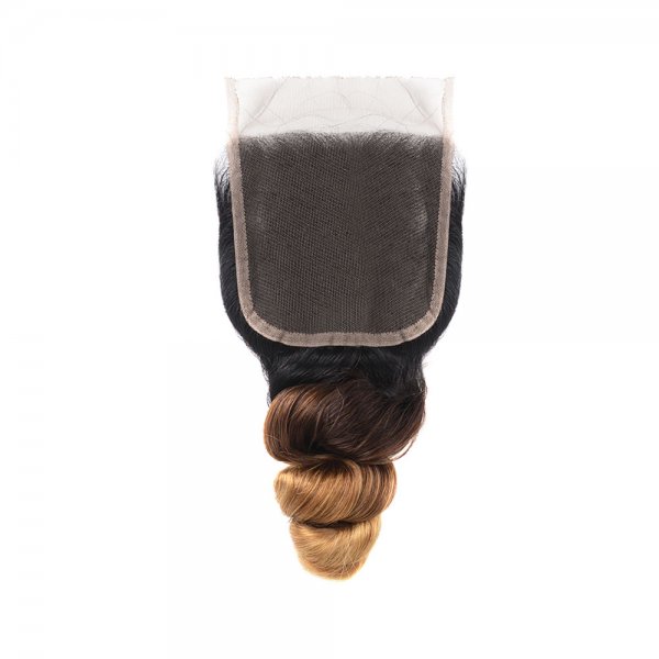 Ombre 1B/4/27 4x4 Lace Closure Loose Wave Human Brazilian Remy Hair