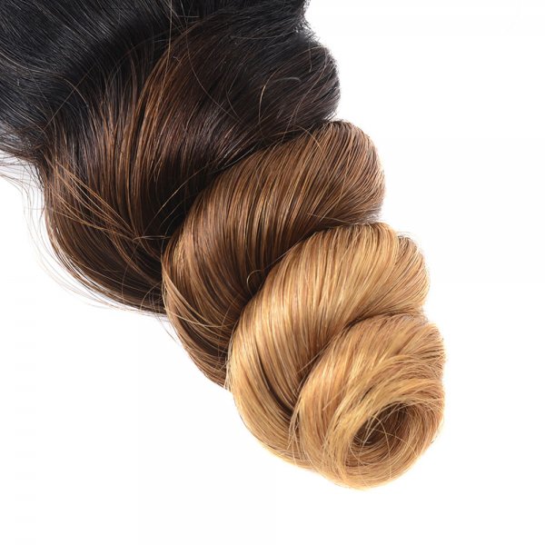 Ombre 1B/4/27 4x4 Lace Closure Loose Wave Human Brazilian Remy Hair