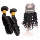 7A 2 Bundles Brazilian Loose Wave Virgin Human Remy Hair Weave With 360 Lace Frontal Closure
