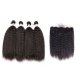 8A 4 Bundles Brazilian Kinky Straight Virgin Human Remy Hair Weave With 13x4 Lace Frontal Closure