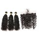 7A 3 Bundles Brazilian Natural Wave Virgin Human Remy Hair Weave With 13x4 Lace Frontal Closure