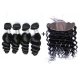 8A 4 Bundles Brazilian Loose Wave Virgin Human Remy Hair Weave With 13x4 Lace Frontal Closure