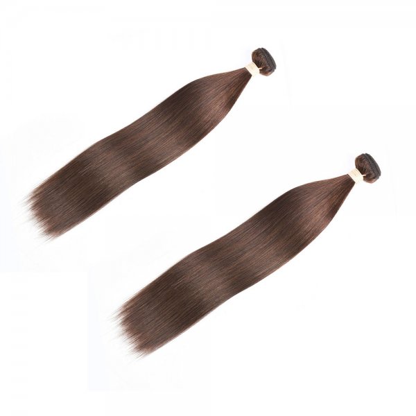 2 Bundles Dyed Straight Brazilian Hair Extensions #4 Chocolate Brown