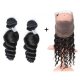 8A 2 Bundles Brazilian Loose Wave Virgin Human Remy Hair Weave With 360 Lace Frontal Closure