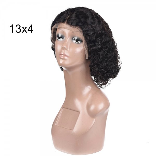 Short Human Hair Lace Front Bob Wigs Brazilian Deep Curly Fashion Style Remy Virgin Hair