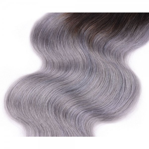 Ombre 1B/Grey 4x4 Lace Closure Body Wave Human Brazilian Remy Hair