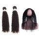 8A 2 Bundles Brazilian Kinky Curly Virgin Human Remy Hair Weave With 360 Lace Frontal Closure