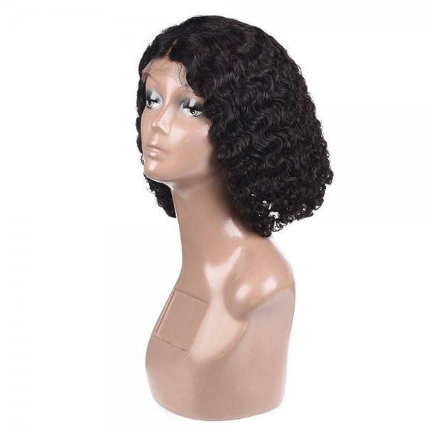 Short Human Hair Lace Front Bob Wigs Brazilian Deep Curly Fashion Style Remy Virgin Hair