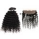 8A 3 Bundles Brazilian Deep Wave Virgin Human Remy Hair Weave With 13x4 Lace Frontal Closure