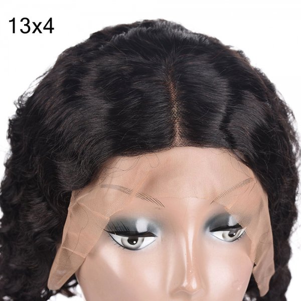 Short Human Hair Lace Front Bob Wigs Brazilian Deep Wave Remy Virgin Hair With Bangs