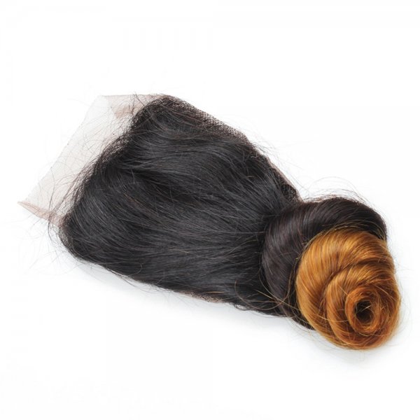 Ombre 1B/27 4x4 Lace Closure Loose Wave Human Brazilian Remy Hair