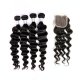 8A 4 Bundles Brazilian Loose Deep Virgin Human Remy Hair Weave With 4x4 Lace Closure