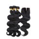 7A 3 Bundles Brazilian Body Wave Virgin Human Remy Hair Weave With 4x4 Lace Closure