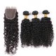 7A 3 Bundles Brazilian Deep Curly Virgin Human Remy Hair Weave With 4x4 Lace Closure