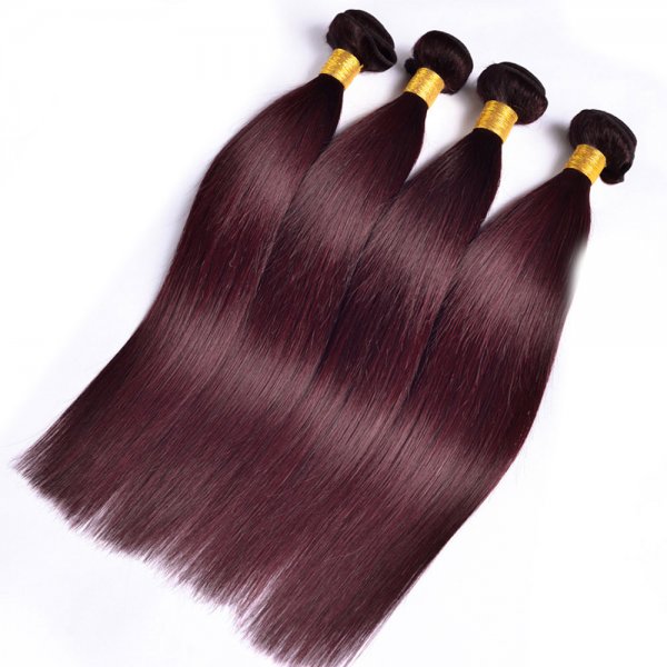 4 Bundles Dyed Brazilian Hair Extensions #99J Color Straight