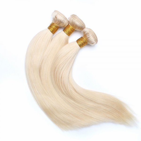 3 Bundles Dyed Hair #613 Blonde Honey Brazilian Human hair Straight