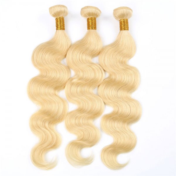 2 Bundles Dyed Hair #613 Blonde Body Wave Brazilian Hair Extensions Human Hair