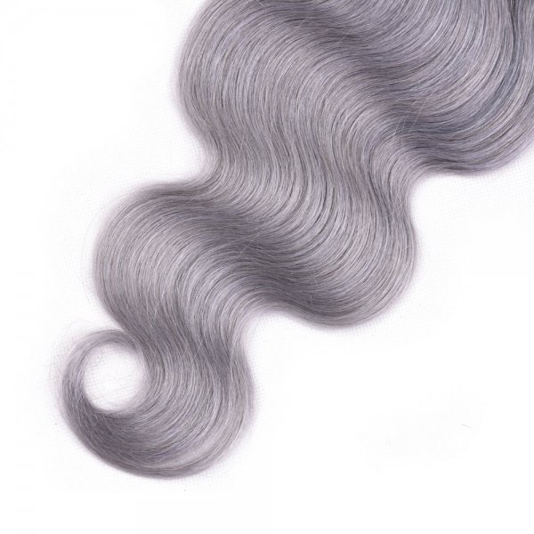 Ombre 1B/Grey 4x4 Lace Closure Body Wave Human Brazilian Remy Hair