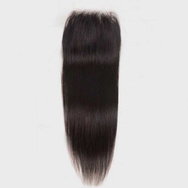 Straight 4x4 Transparent Lace Closure With Baby Hair Pre Plucked Brazilian Human Hair Remy Hair