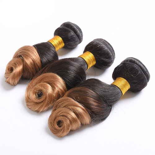 3 Bundles 1B/27 Ombre Brazilian Loose Wave Human Remy Hair Weave