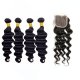 7A 4 Bundles Brazilian Loose Deep Virgin Human Remy Hair Weave With 4x4 Lace Closure