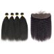 7A 4 Bundles Brazilian Kinky Straight Virgin Human Remy Hair Weave With 13x4 Lace Frontal Closure