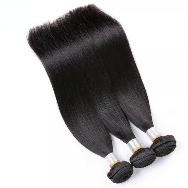 8A 3 Bundles Brazilian Straight Virgin Human Remy Hair Weave With 4x4 Lace Closure