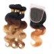 3 Bundles 1B/4/27 Ombre Brazilian Body Wave Human Remy Hair Weave With 4x4 Lace Closure