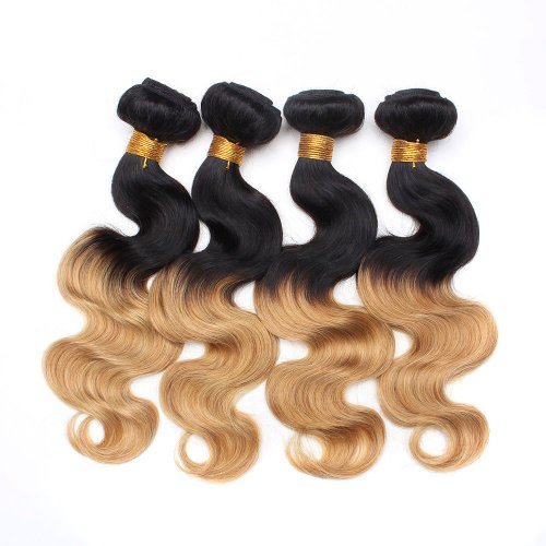 4 Bundles 1B/27 Ombre Brazilian Body Wave Human Remy Hair Weave