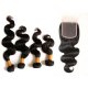 7A 4 Bundles Brazilian Body Wave Virgin Human Remy Hair Weave With 4x4 Lace Closure
