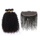 7A 3 Bundles Brazilian Kinky Curly Virgin Human Remy Hair Weave With 13x4 Lace Frontal Closure