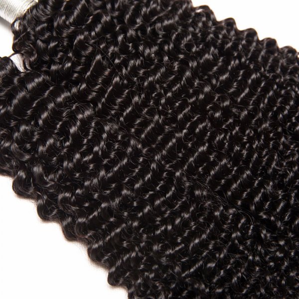 8A 3 Bundles Brazilian Kinky Curly Virgin Human Remy Hair Weave With 13x4 Lace Frontal Closure